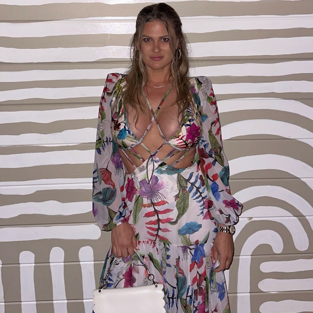 NWT $850 PatBO floral cutout dress